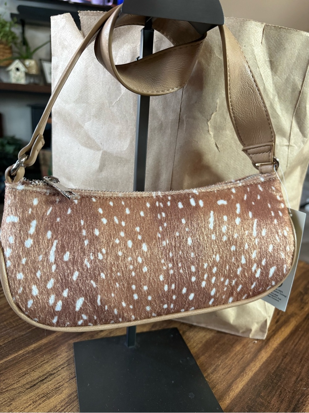No Boundaries Brown Spotted Shoulder Bag